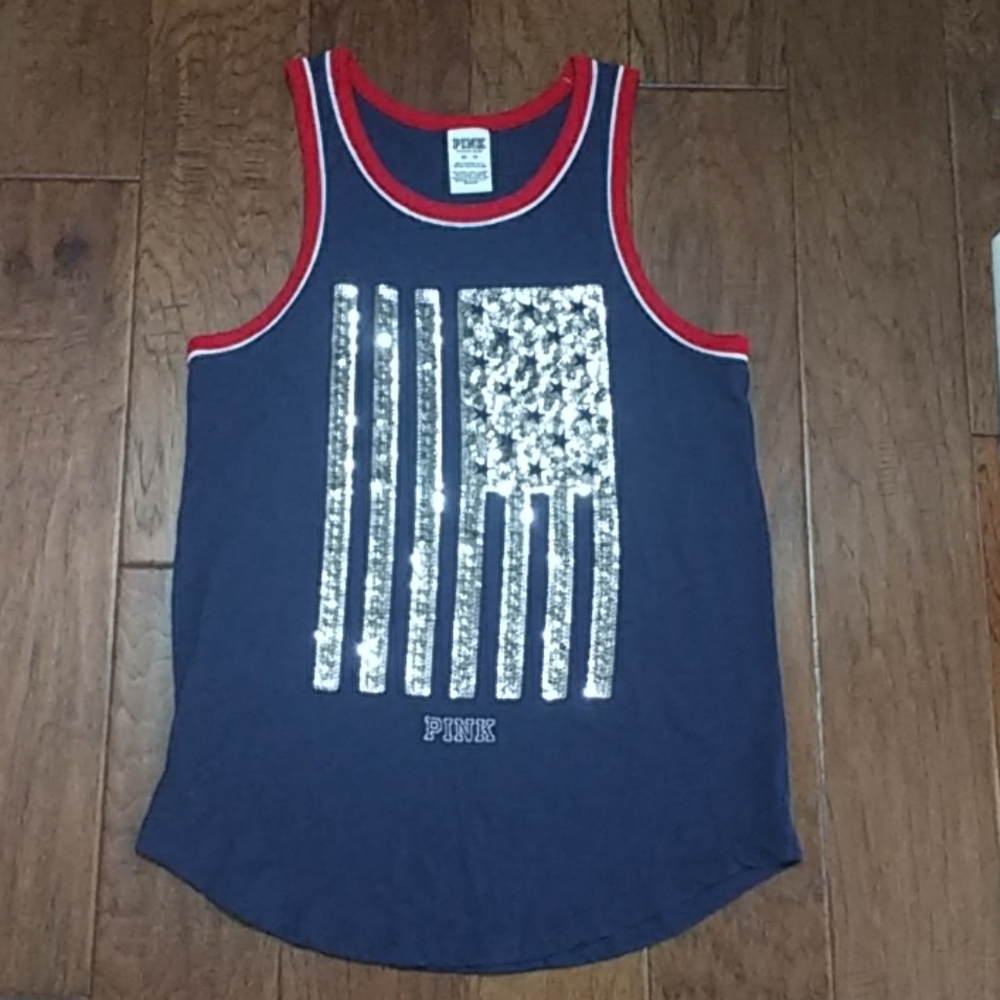 PINK Victoria's Secret Sequin Flag Tank